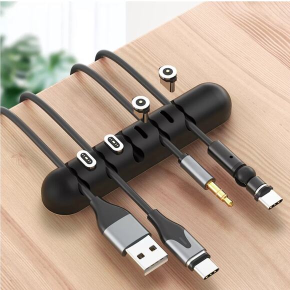 NEW five channel silicone desk wire wrap cable cord organizer holder B116 - Picture 1 of 2